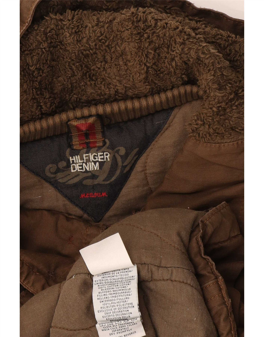 Jachetă parka cu glugă Tommy Hilfiger pentru bărbați UK 38, bumbac maro mediu