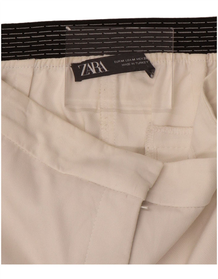 ZARA Pantaloni Chino Drepți Femei Mediu L28 L27 Alb