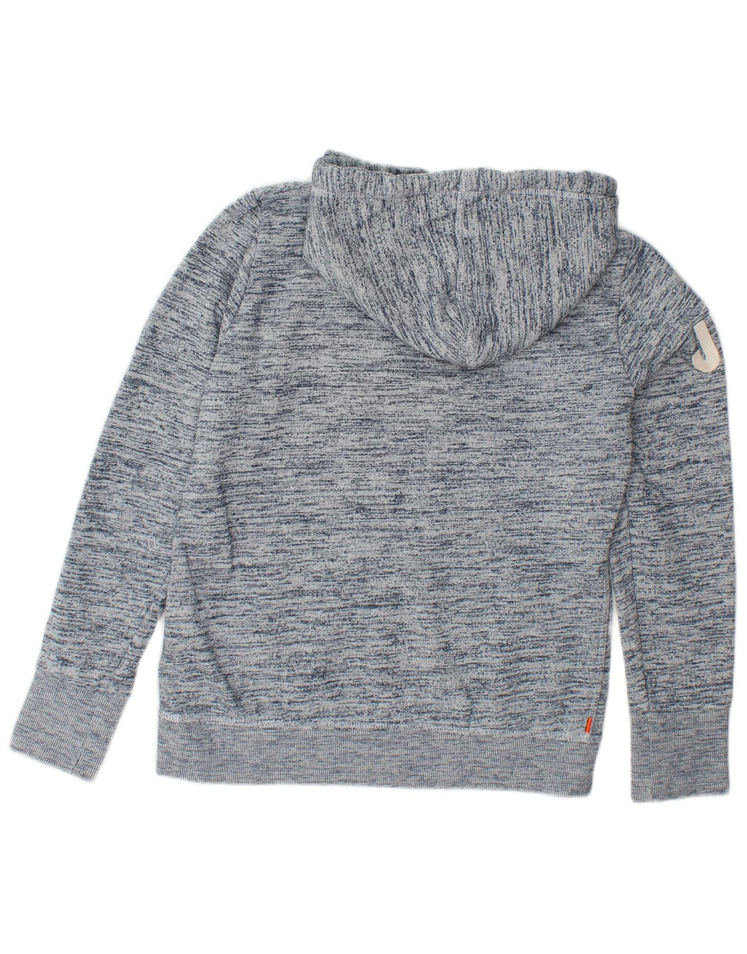 SUPERDRY Pulover cu glugă cu grafic pentru femei UK 16 mare, albastru marin, bumbac cu pete