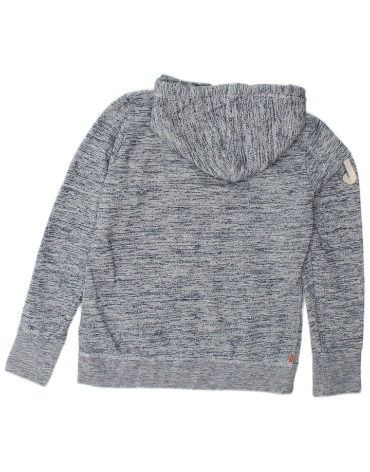 SUPERDRY Pulover cu glugă cu grafic pentru femei UK 16 mare, albastru marin, bumbac cu pete