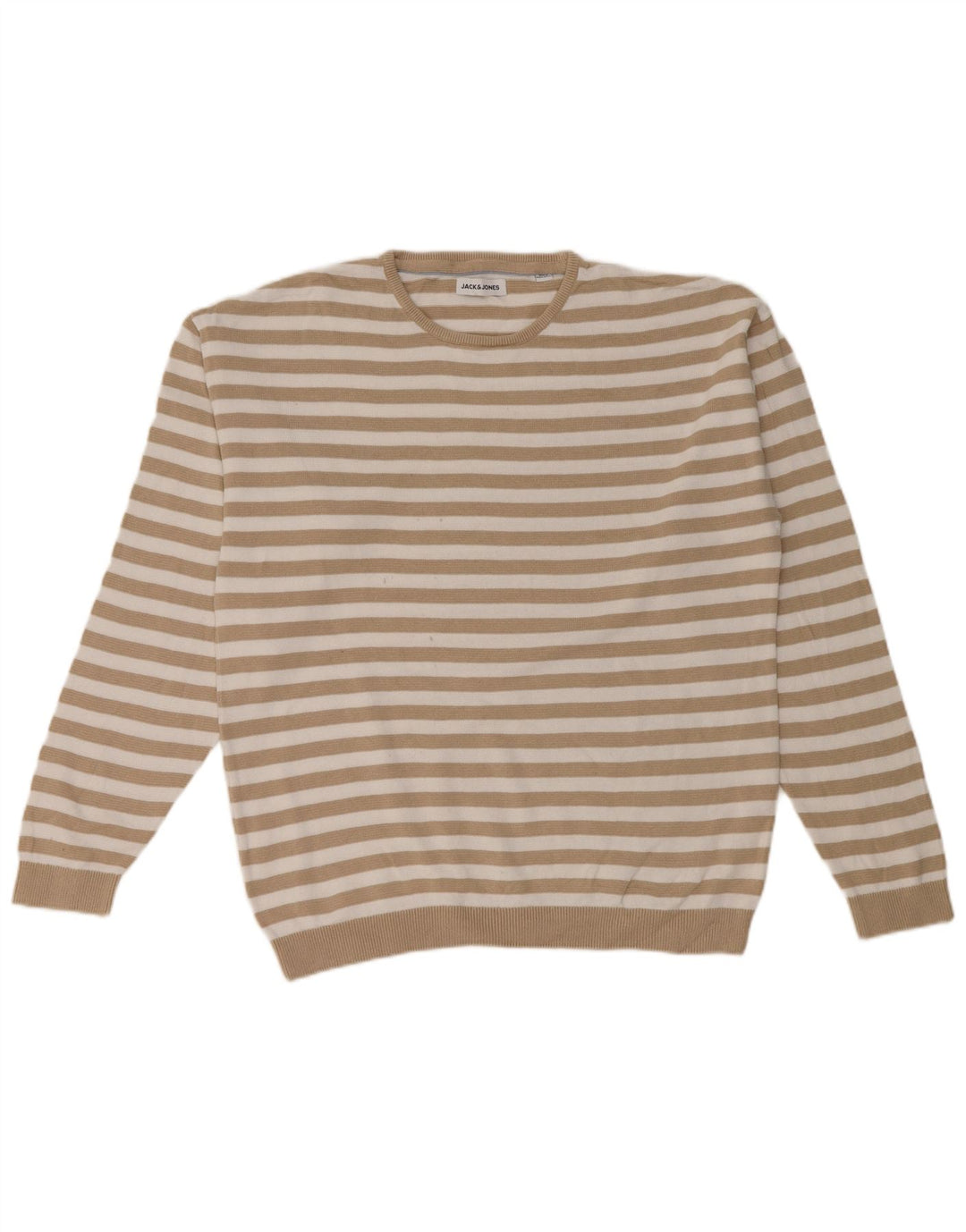 Pulover Jack & Jones pentru bărbați, cu gât crew, în dungi, în bej mediu