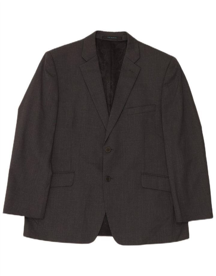 Costum pentru bărbați Ted Baker, elastic, 2 nasturi, 2 piese UK 42 XL W36 L30 Lână gri