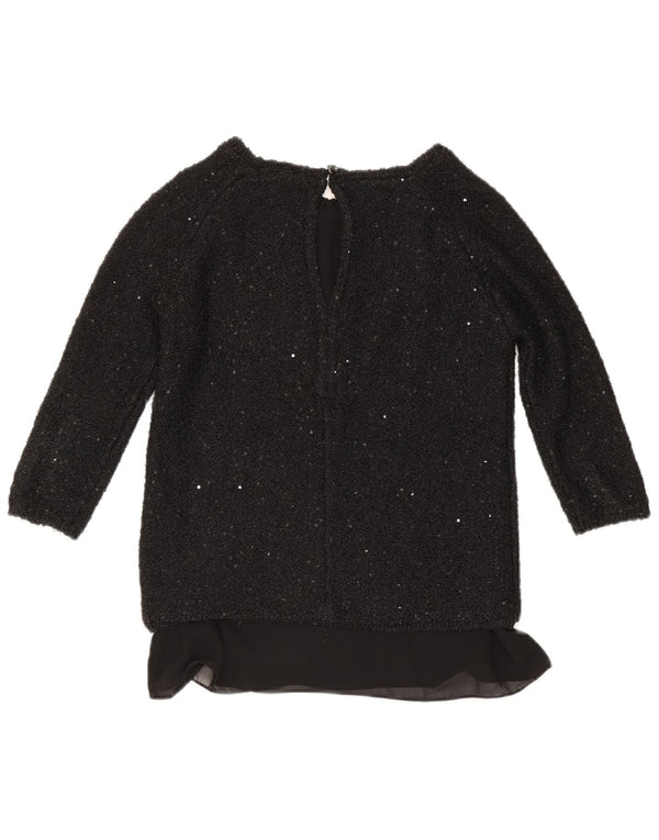 Top pentru femei Zara cu mâneci 3/4 UK 12 Medium Negru