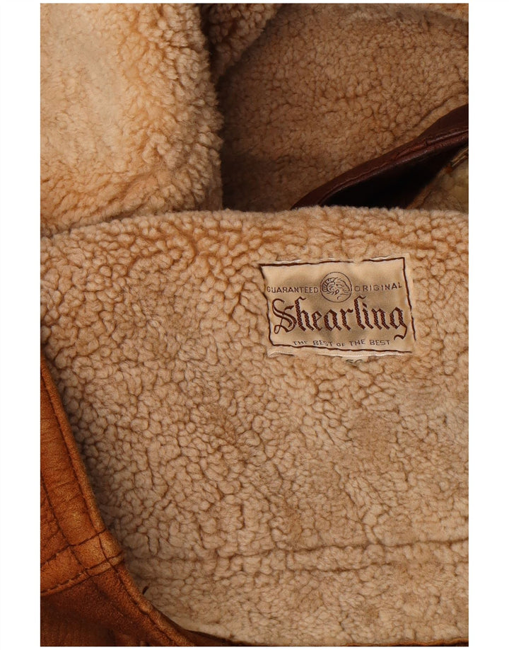 Jachetă vintage pentru bărbați din shearling UK 40 mare maro