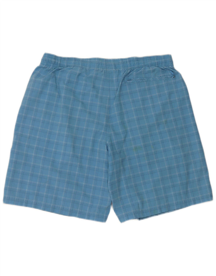 Pantaloni scurți de înot Adidas pentru bărbați, poliester cu carouri mari, albastre