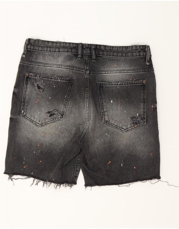 Pantaloni scurți din denim învechit pentru bărbați ZARA EU 42 Large W32 Bumbac gri