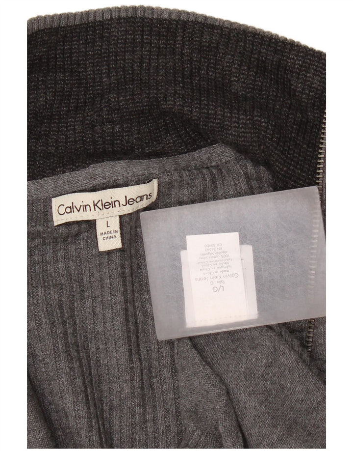 Pulover cardigan pentru bărbați Calvin Klein Jeans, bumbac, gri mare