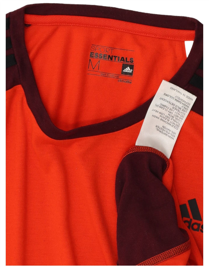 ADIDAS Mens Climalite T-Shirt Top Medium Orange Colourblock Polyester
