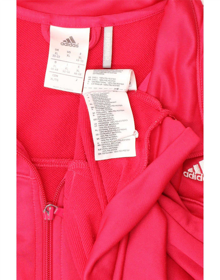 Jachetă de top pentru trening Climalite pentru femei Adidas UK 20/22 XL, poliester roz