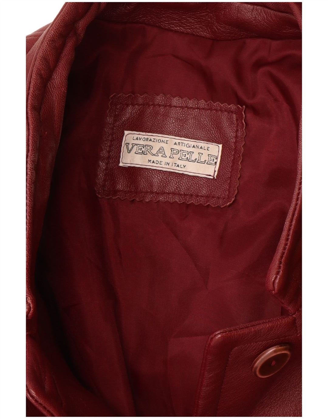 Palton din piele vintage pentru femei IT 46 Mare din piele burgundă