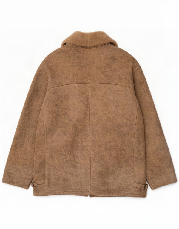 Vintage Mens Shearling Jacket UK 42 XL Beige Flecked