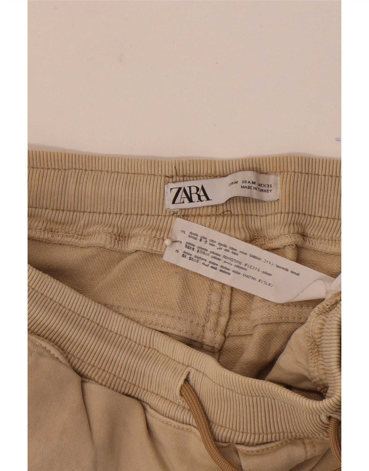 Pantaloni scurți sport cargo pentru bărbați Zara, bumbac mediu bej