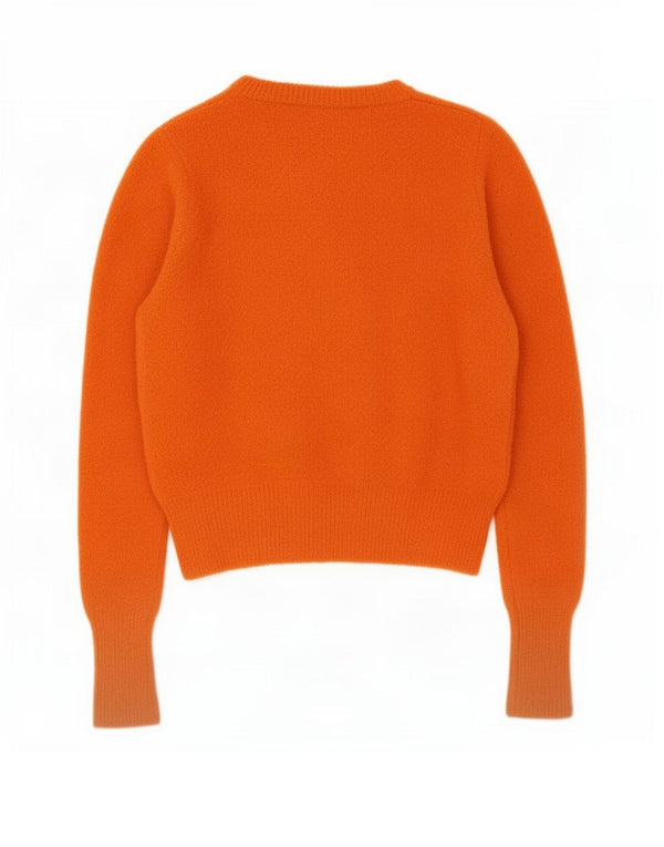 Pulover pentru femeie cu gât de barcă Zara UK 12 nailon portocaliu mediu