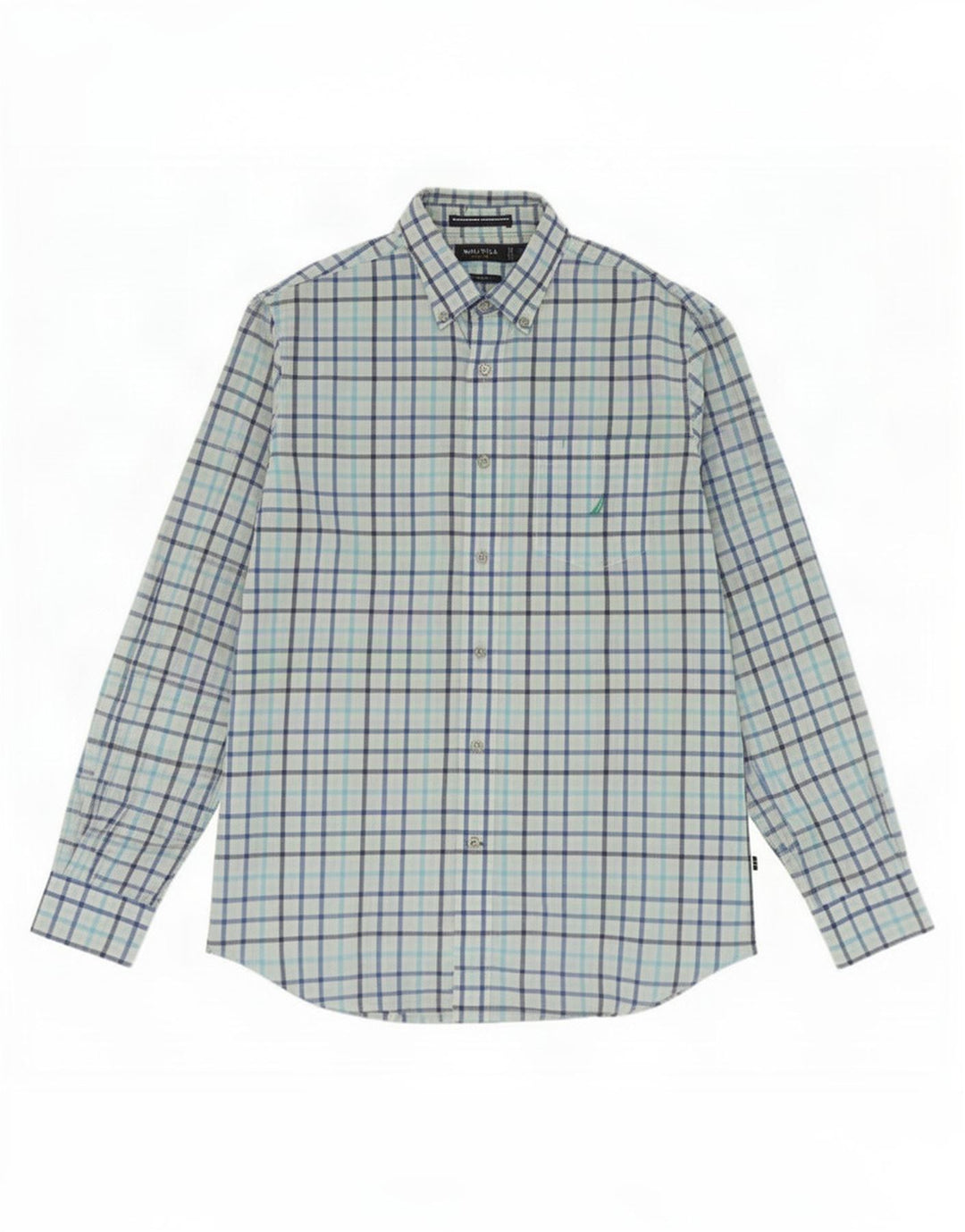 Cămașă pentru bărbați Nautica Classic Fit, bumbac cu carouri albastru mediu