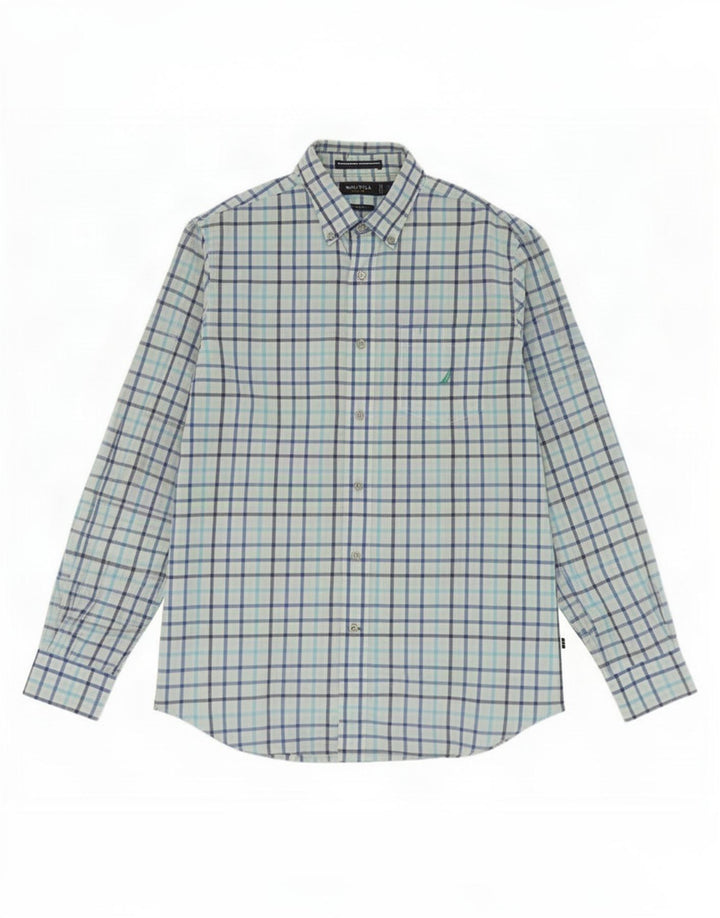Cămașă pentru bărbați Nautica Classic Fit, bumbac cu carouri albastru mediu