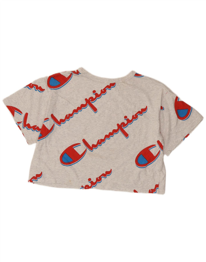 CHAMPION Tricou cu țesătură inversă pentru femei, Top cu grafică, UK 16, mare, gri