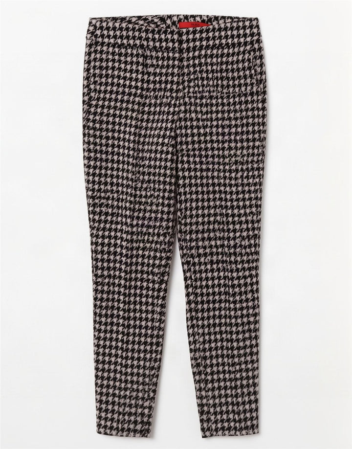 Pantaloni cropped slim pentru femei Hugo Boss L28 L26 picior de găin negru