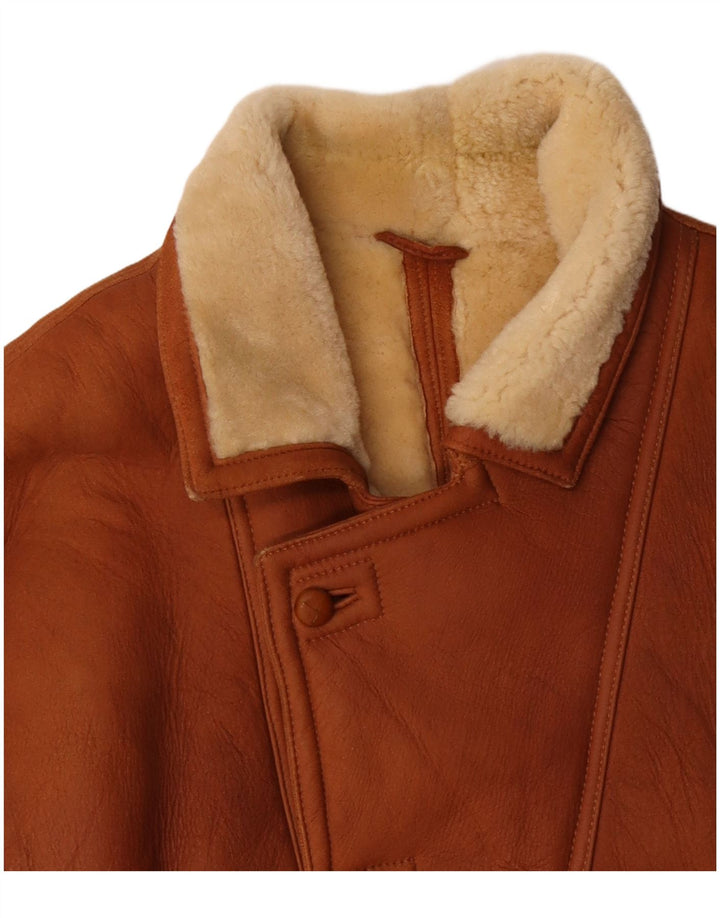 Jachetă din shearling pentru bărbați VINTAGE IT 50 Large Brown