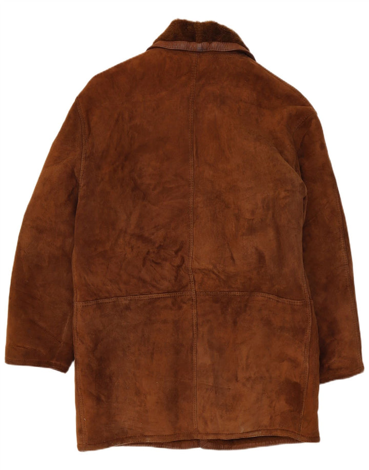 Pardesiu vintage pentru bărbați din shearling UK 40 mare maro