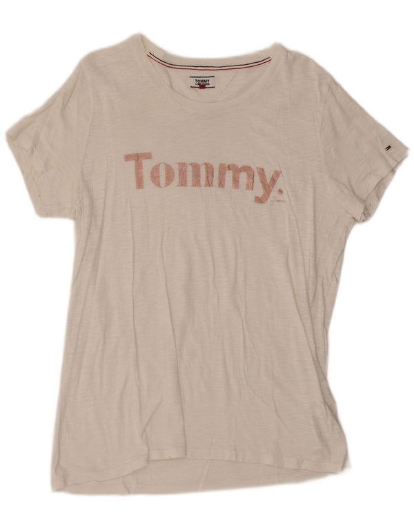 Tricou cu grafic Tommy Hilfiger pentru femei Top UK 18 XL Bumbac alb