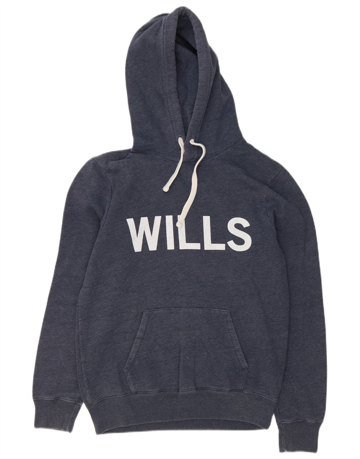 Pulover Jack Wills pentru bărbați cu capota cu grafică, bumbac mediu, albastru bleumarin
