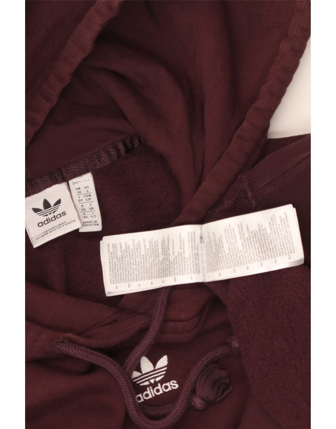 Pulover supradimensionat pentru femei ADIDAS UK 10 Bumbac burgundă mic