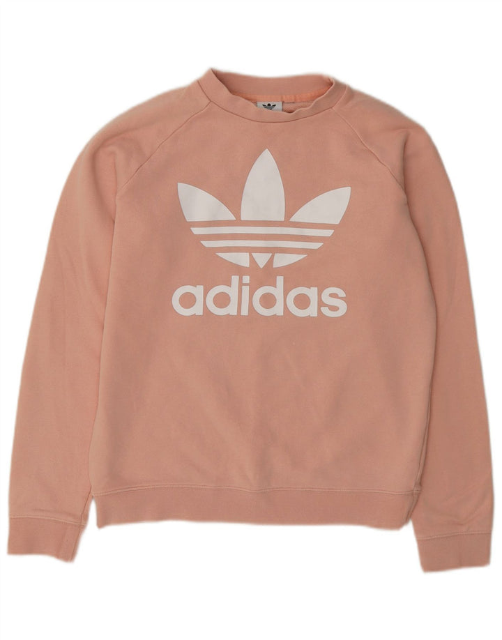 Pulover de hanorac grafic Adidas pentru femei UK 14 Roz mediu