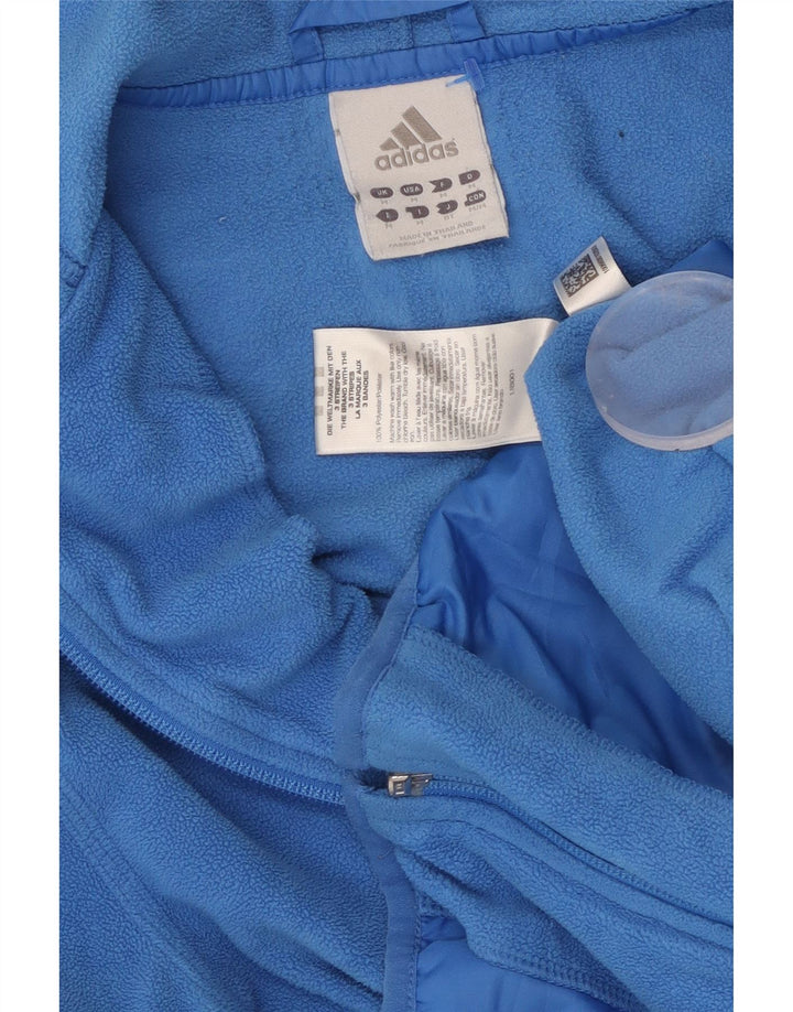 Jachetă fleece cu glugă ADIDAS pentru băieți 9-10 ani poliester albastru mediu