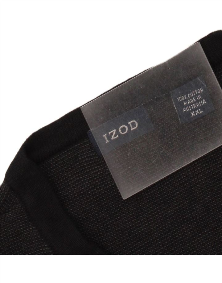 Pulover Izod pentru bărbați cu decolteu în V, bumbac negru 2XL