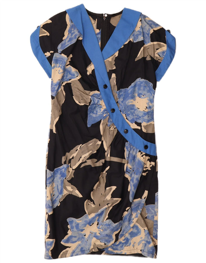 VINTAGE Rochie schimbătoare pentru femei UK 16, mare, neagră, florală