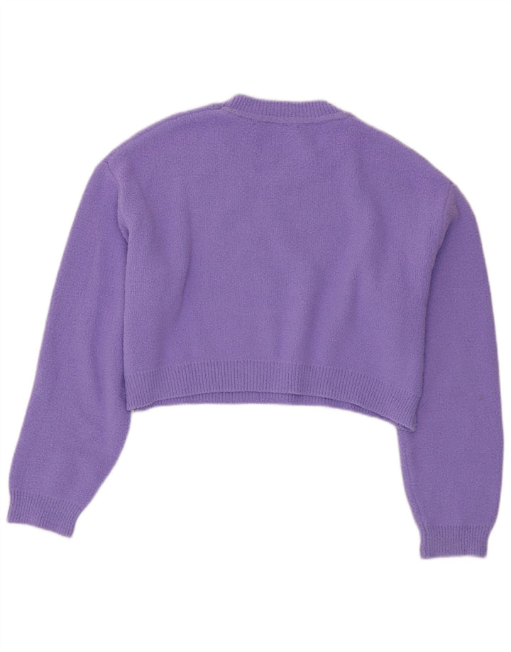 Pulover ZARA pentru damă, crop supradimensionat, cu decolteu, mic, violet