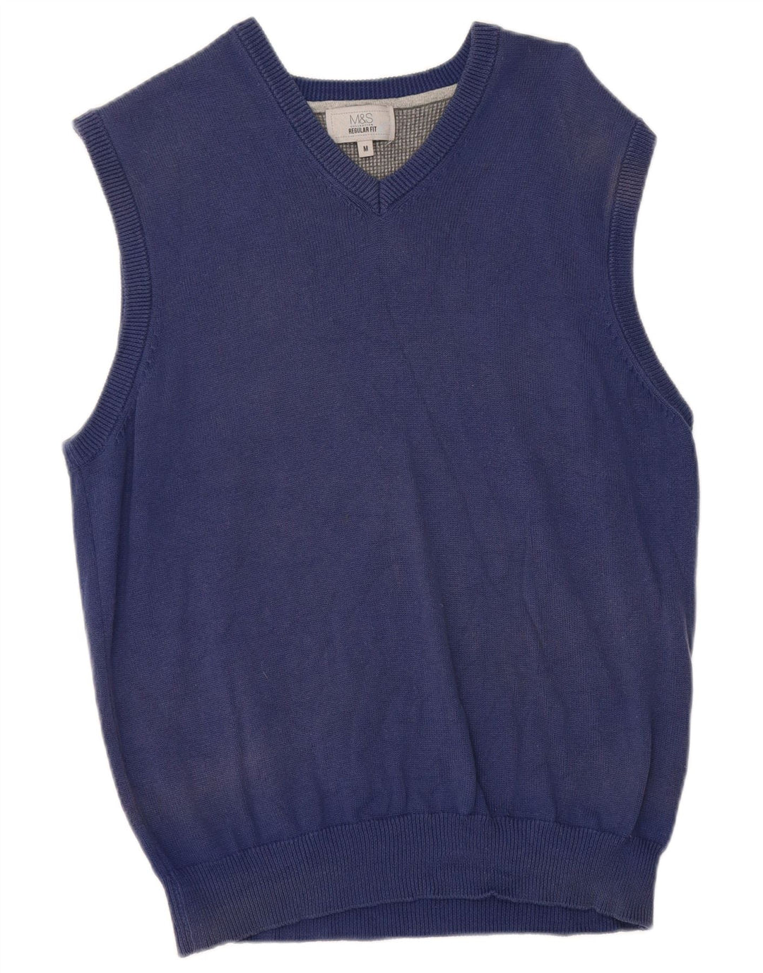 Marks & Spencer Mens Regular Fit Vest Tank Top Bumbac albastru mediu