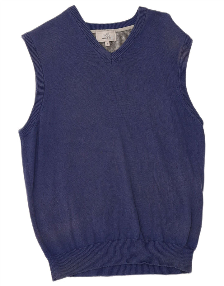 Marks & Spencer Mens Regular Fit Vest Tank Top Bumbac albastru mediu