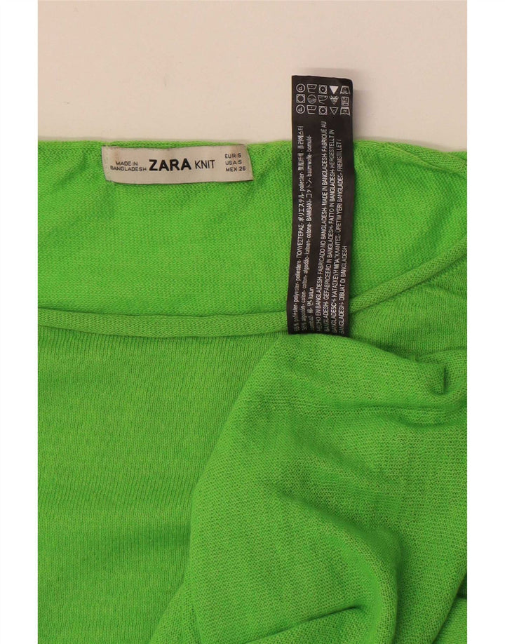 Top supradimensionat pentru femei Zara cu mânecă lungă UK 10 Poliester verde mic