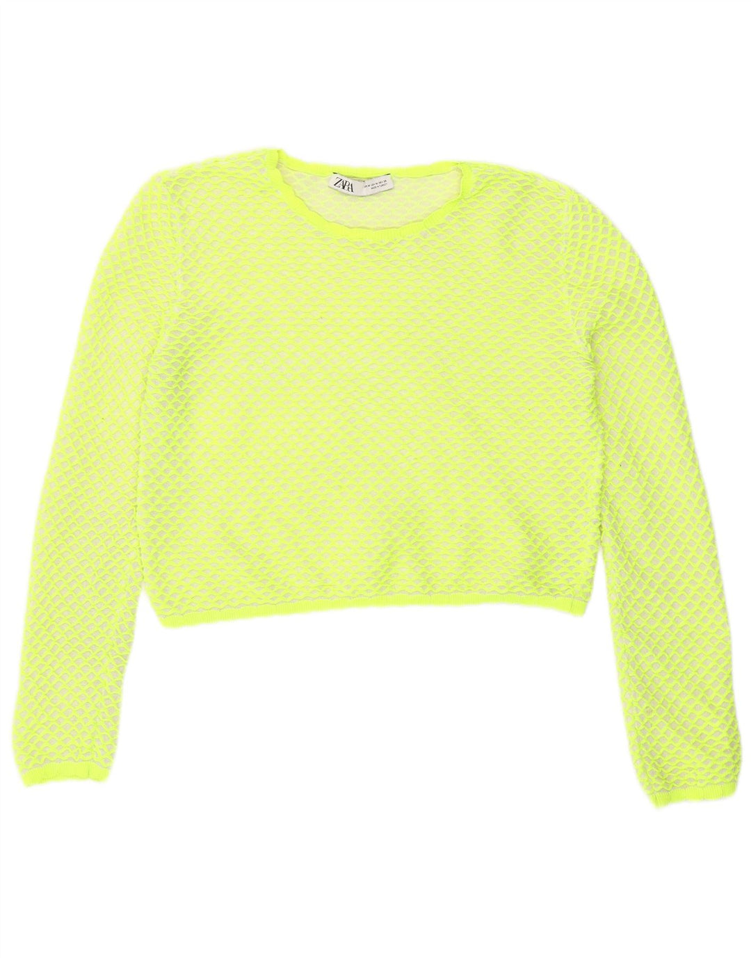 Bluză Crop Top Femei Zara UK 14 Poliester Geometric Verde Mediu