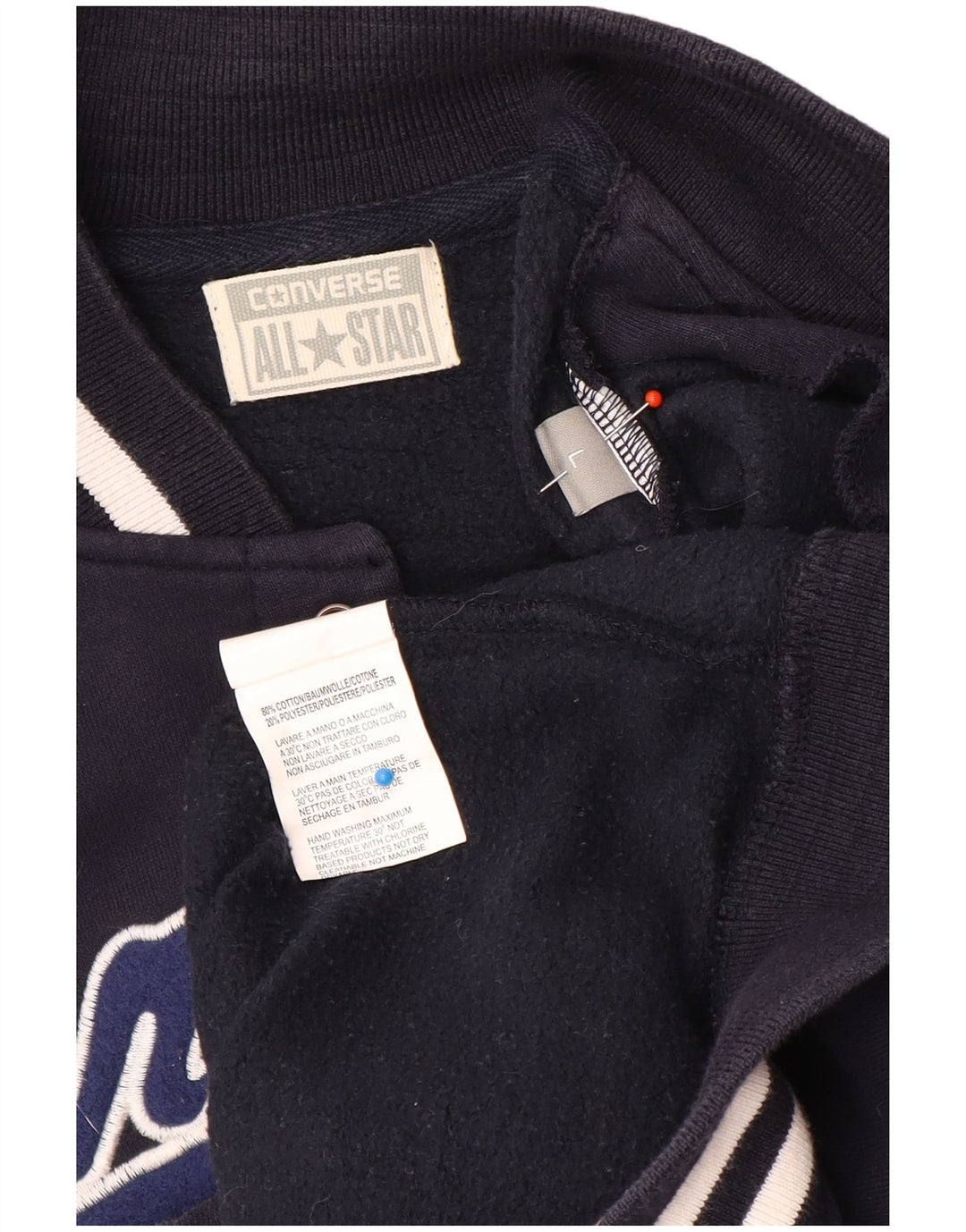 Jachetă Converse Graphic Varsity pentru bărbați UK 40, mare, bleumarin, color block