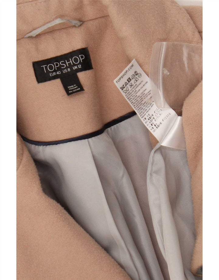 Topshop Palton dublu pentru femei UK 12 Medium Bej Poliester