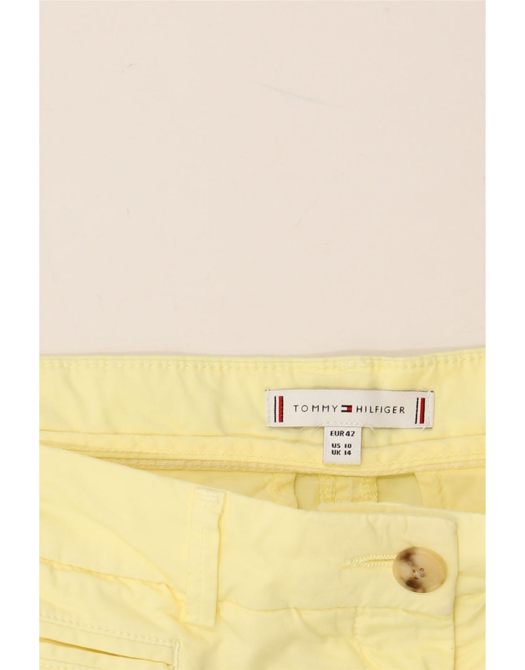 TOMMY HILFIGER Pantaloni scurti chino pentru femei UK 14 Large W34 Yellow