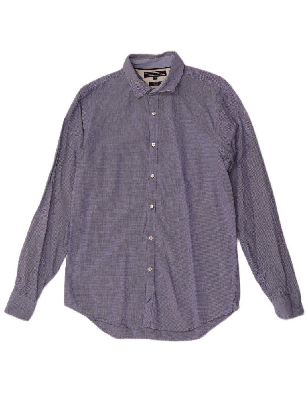 Cămașă Slim Fit Tommy Hilfiger pentru bărbați, din bumbac vichy albastru mediu