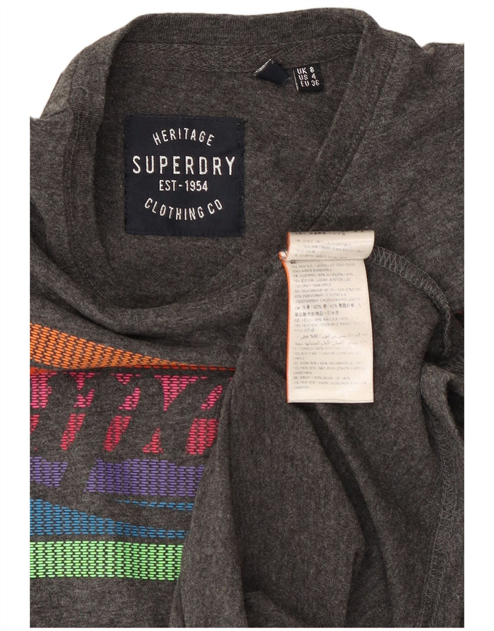 SUPERDRY Tricou cu grafic Heritage pentru femei Top UK 8 Small Grey Bumbac