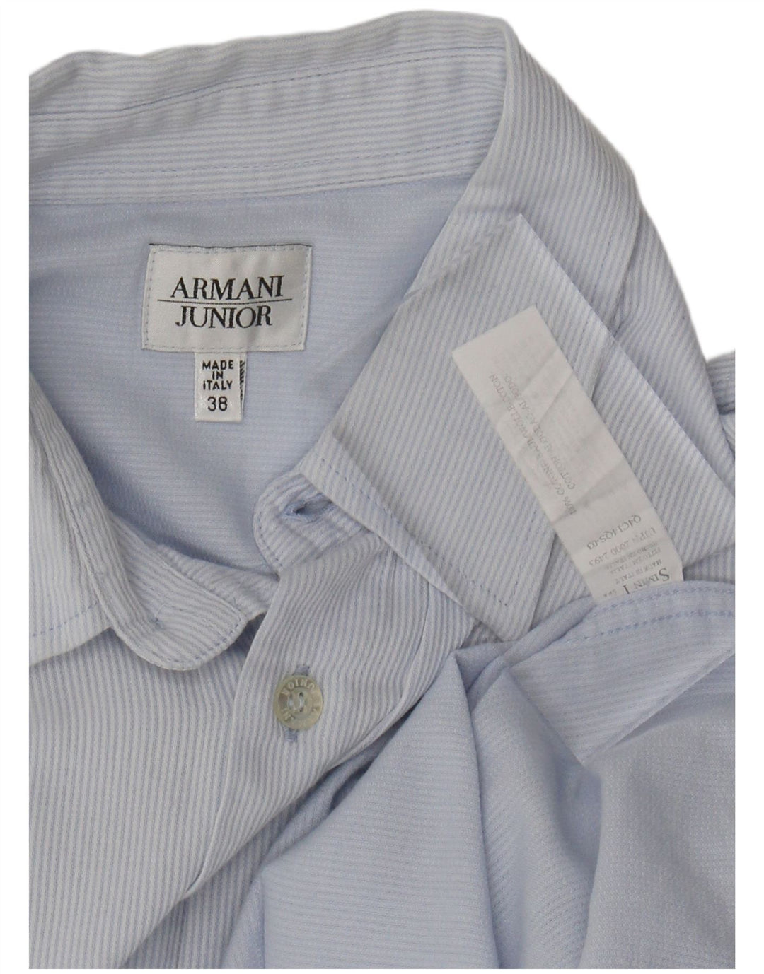 ARMANI JUNIOR Cămașă Băieți 13-14 Ani Bumbac Pinstripe Albastru