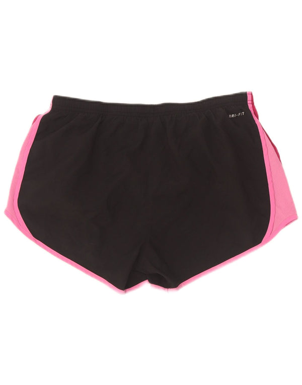 Pantaloni scurți sport Nike Dri Fit pentru femei UK 14 Medium Black Colorblock