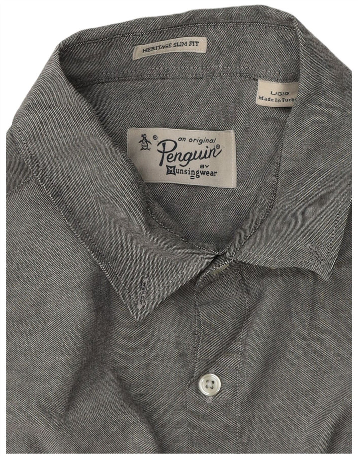 Cămașă pentru bărbați Penguin Heritage Slim Fit, mare, gri cu pete