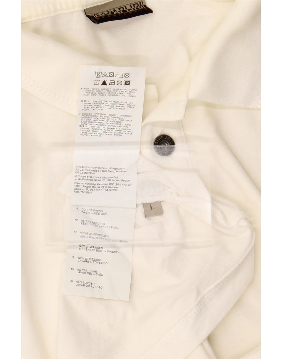 NAPAPIJRI Mens Polo Shirt Large White Cotton