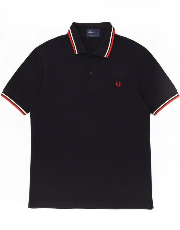 Fred Perry Mens Polo Shirt Large Navy Blue Cotton