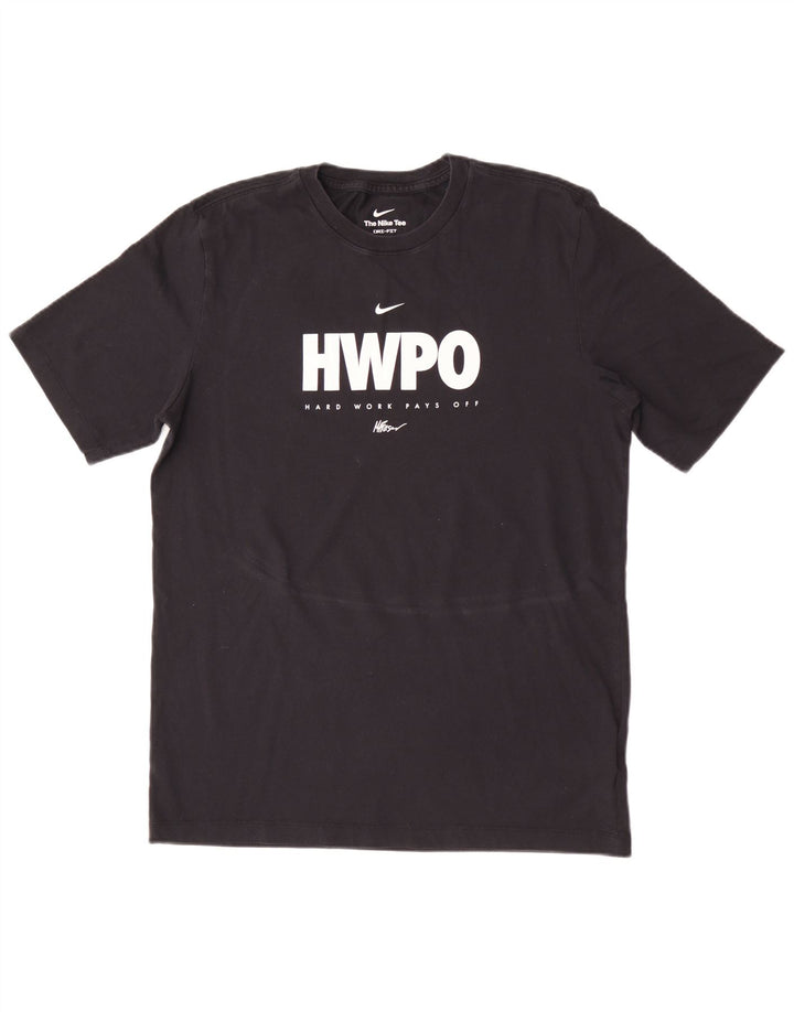 Tricou grafic Nike Dri Fit pentru bărbați Top, bumbac mediu negru