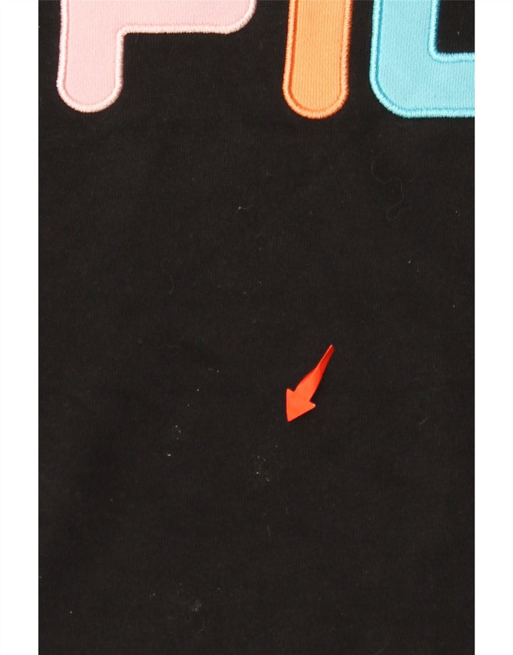 Pulover pentru damă FILA, cu grafică, din bumbac negru mediu UK 14