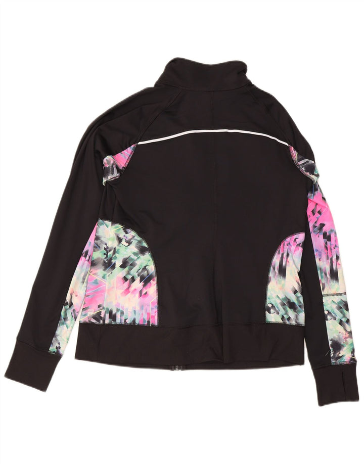 FILA Womens Tracksuit Top Jacket UK 16 Large Black Colourblock Polyester