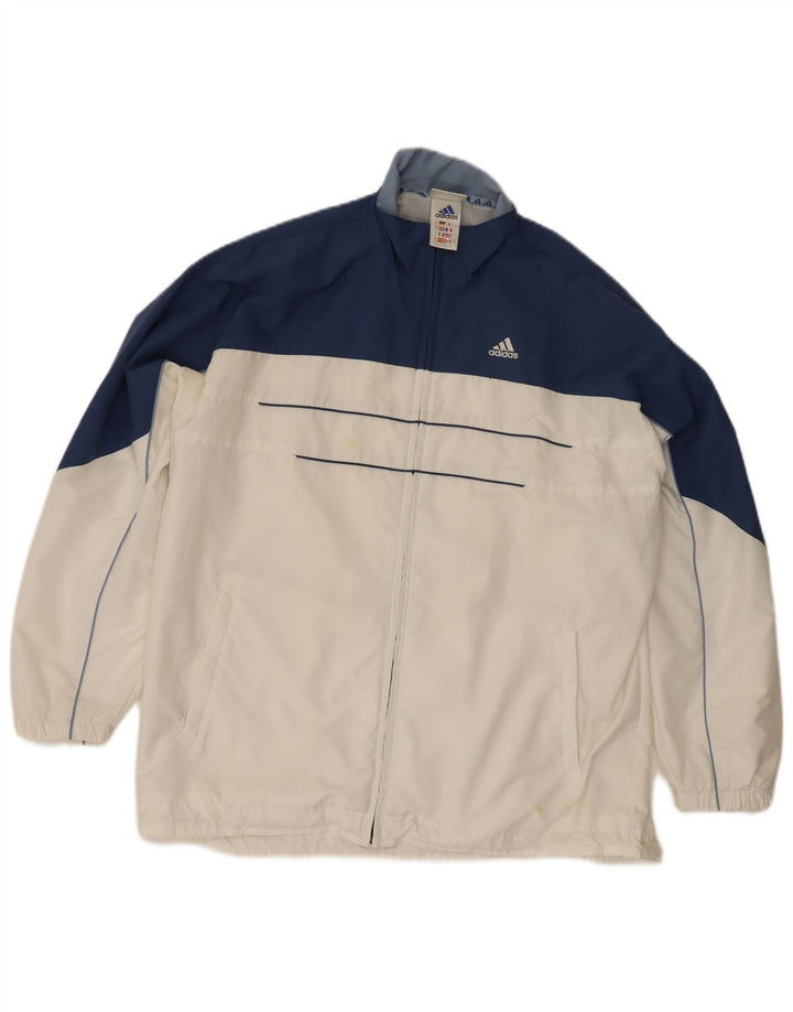 Jachetă de top pentru trening supradimensionată Adidas pentru femei UK 16, mare, alb, color block
