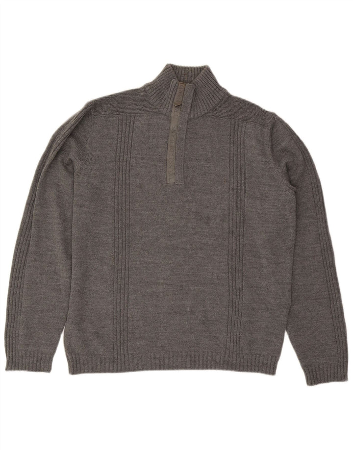 Pulover pentru bărbați Trussardi Jeans cu fermoar și gât, XL, gri